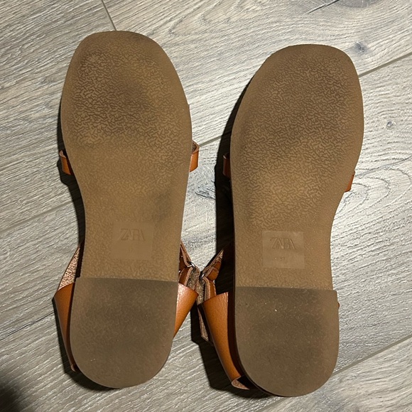 Zara Tan / Brown Leather Fisherman Sandals - Picture 5 of 5